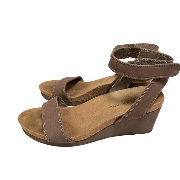 Lucky Brand Sandals Women’s Size 8M Brown Leather Kanoa Wedge Sandals - Picture 2 of 11